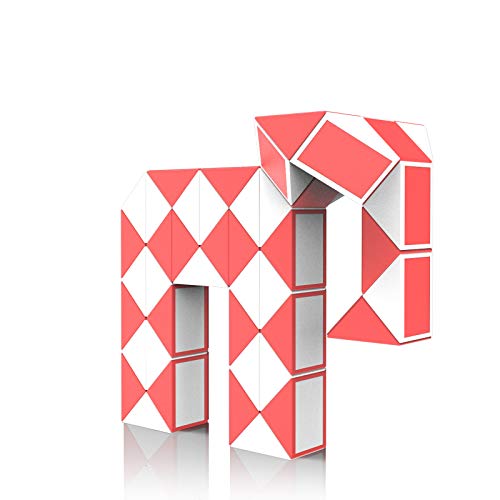 ROXENDA Serpiente Magica, Magic Snake Cube Twist Puzzle - Juegos de Rompecabezas 3D Cubo de Serpiente Regalo Cumpleaños Colegio para Niños y Adultos - 1 Pack (Rojo, 48 Segmentos)