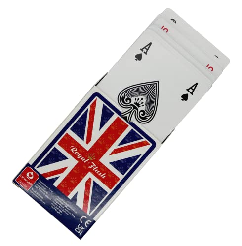 Royal Flush Union Jack - Juego de Cartas de póquer con Doble baraja de Cartas, Acabado de Lino Cartamundi Superior, fácil de barajar y Duradero, Gran Regalo para la Noche de Juegos