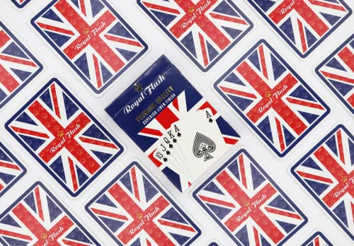 Royal Flush Union Jack - Juego de Cartas de póquer con Doble baraja de Cartas, Acabado de Lino Cartamundi Superior, fácil de barajar y Duradero, Gran Regalo para la Noche de Juegos