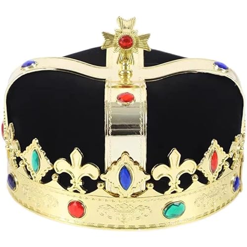 Royal Jeweled King's Crown para disfraz unisex de Halloween, fiesta de cosplay, decoraciones (negro)