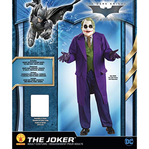 Rubbies-Disfraz de Joker Dark Knight Deluxe para hombre Talla XL Batman Gorros, máscaras y accesorios para fiesta, multicolor, RUBIES 888632