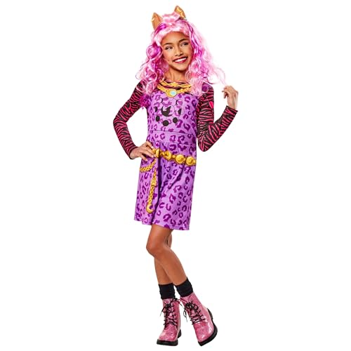 Rubies Disfraz Clawdeen classic para niñas, Vestido y diadema. Oficial Monster High, para Carnaval, Navidad, Cumpleaños, Fiestas y Halloween
