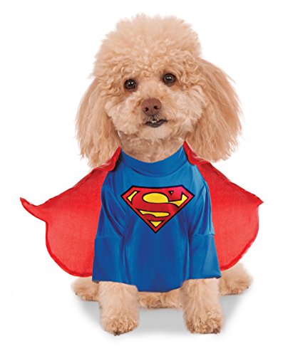 Rubie's Disfraz de DC Comics para Mascotas, pequeño, Suministros de Fiesta de Superman, Multicolor, Cuello S, 12 Circunferencia, 17 Espalda, 11 Reino Unido
