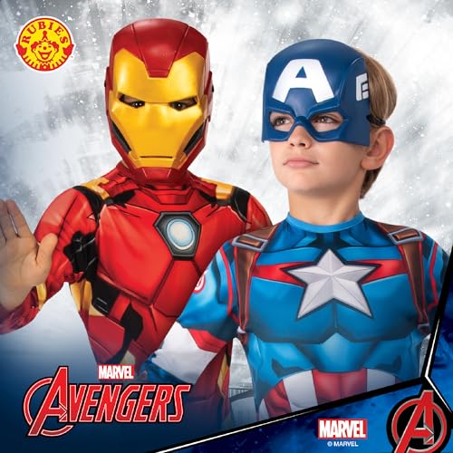 Rubies Disfraz Iron Man Deluxe para niños, Jumpsuit con pecho acolchado, cubrebotas y máscara, Oficial Marvel para Carnaval, Navidad, Cumpleaños, Fiestas y Halloween.