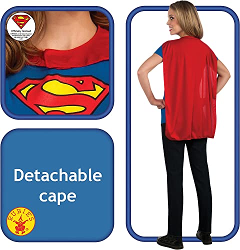 Rubie's Juego oficial de camiseta DC Comic Supergirl, kit de disfraz instantáneo para mujer, camiseta y capa adjunta, talla S
