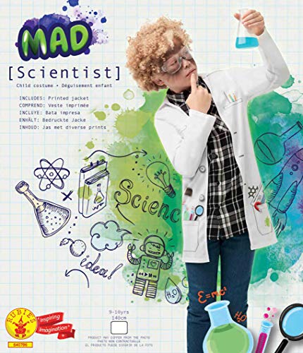 Rubie's Mad Scientist Chaqueta oficial de científico loco para niños, uniforme de médico de laboratorio, talla infantil de 9 a 10, multicolor, 9-10 años (640786
