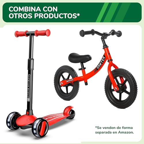 Sawyer Bikes - Casco Infantil Ajustable - Niños 2 a 10 Años (Rojo)