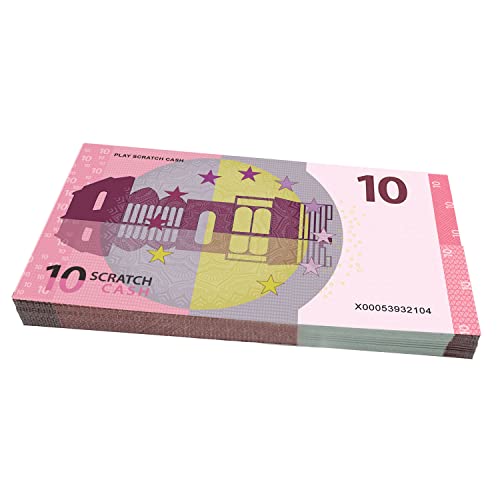 Scratch Cash 100 x € 10 Euro Money to Play (Tamaño Aumentado al 125% en comparación con el Dinero Real)