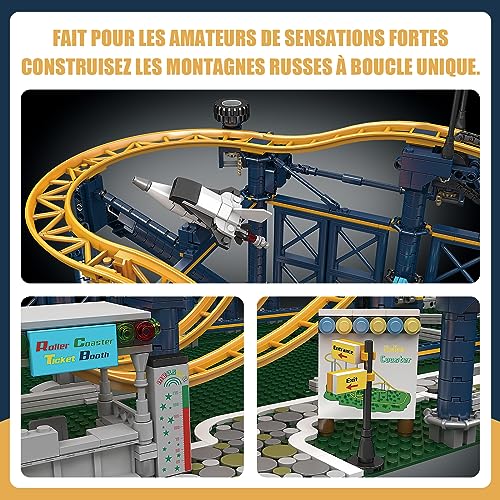 SDXFUWA 11012 Roller Coaster, Posavasos con hebilla Juego de construcción de juguetes, Parque de atracciones para niños (3024+ pcs)