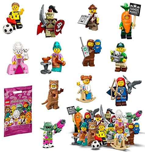 Selección: Lego 71037 Minifigures – Serie 24 – Minifiguras coleccionables + postal gratis (04 – Mascota de zanahoria)