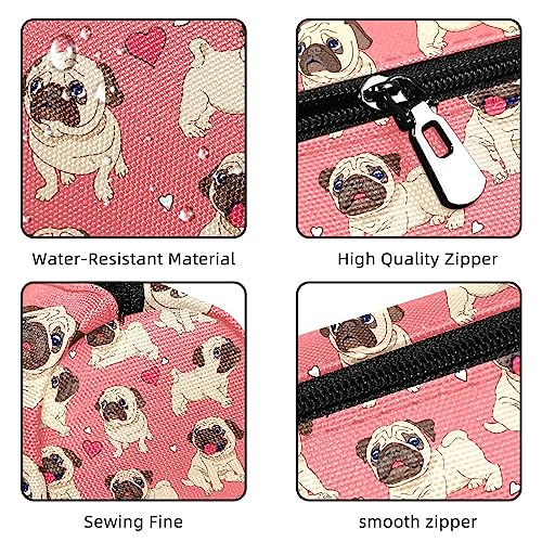 SELICO Funny Pink Pugs Puppies Estuche para lápices Bolsas de cosméticos Estuche Redondo para artículos de Arte y Oficina