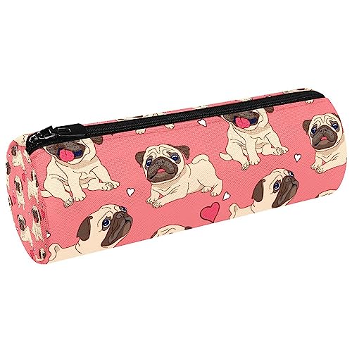 SELICO Funny Pink Pugs Puppies Estuche para lápices Bolsas de cosméticos Estuche Redondo para artículos de Arte y Oficina