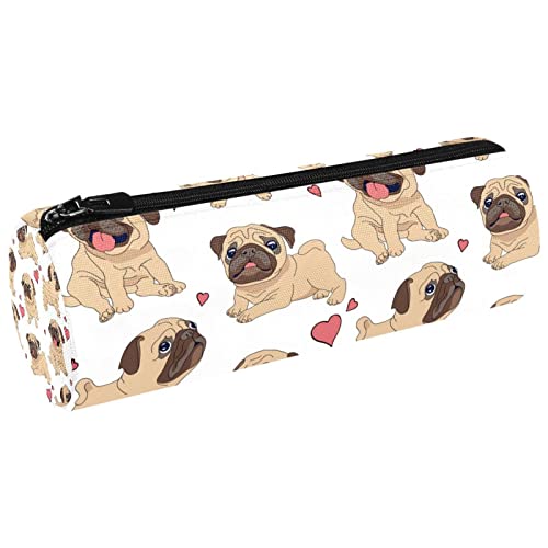 SELICO Pugs Dog Pencil Pouch Bolsas de cosméticos Estuche Redondo para lápices para Arte y Suministros de Oficina