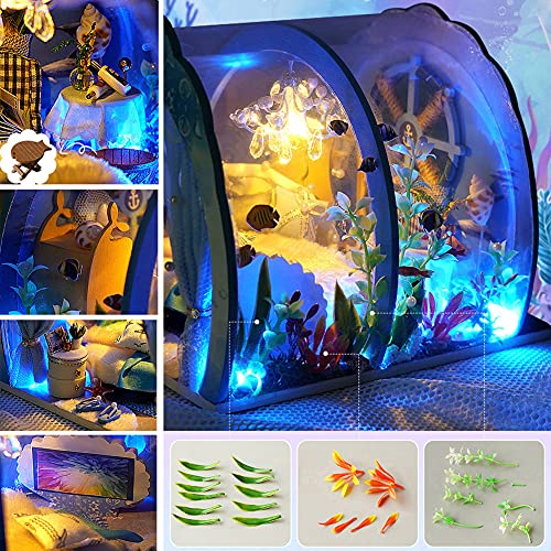SEPTEMBER-EUROPE DIY casa de muñecas Mini túnel del océano, Kit de casa en Miniatura con Muebles, casa de muñecas de Madera, Sala Creativa con luz LED