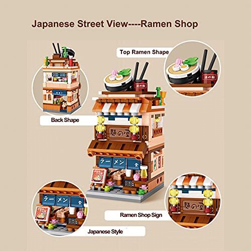 Seyaom Ladrillos japoneses Street View, mini bloques de construcción modelo MOC juguete de construcción no compatible con Lego (Ramen Shop)