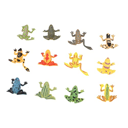 Shipenophy Figuras de ranas, material de PVC impermeable, juego de juguetes anfibios, respetuoso con el medio ambiente, buena elasticidad con hierba falsa y piedra para la educación temprana