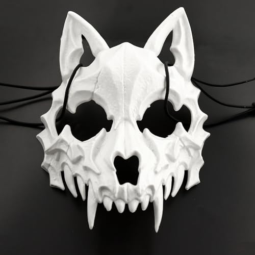 SHOWHEEL Hombre Lobo Craneo Máscara Halloween, Máscara de Hombre Lobo Calavera, Máscara Media de Calavera Animal, Máscara de Hombre Lobo Calavera, Máscara de Esqueleto Lobo de Halloween