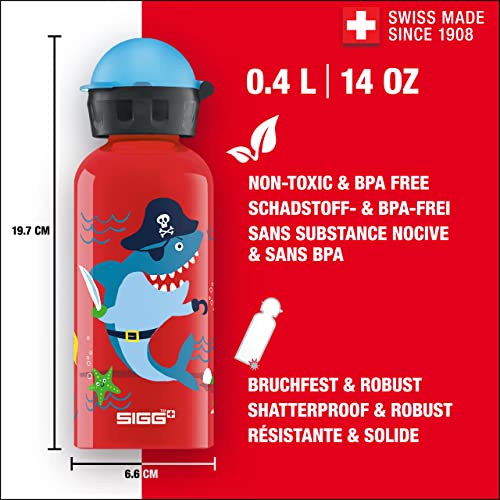 SIGG Underwater Pirates Cantimplora infantil (0.4 L), botella para niños sin sustancias nocivas y con tapa hermética, cantimplora ligera de aluminio