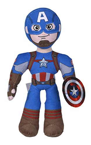SIMBA- Peluche Capitán América Articulado 25cm, Disney Marvel, con Esqueleto Interior Articulado para colocarlo en Diferentes Posiciones