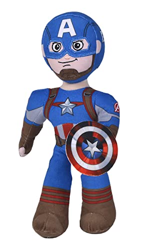 SIMBA- Peluche Capitán América Articulado 25cm, Disney Marvel, con Esqueleto Interior Articulado para colocarlo en Diferentes Posiciones