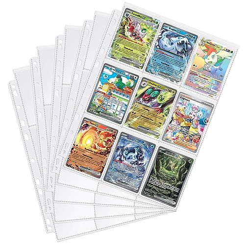 SIMDAO 60Pcs Sammelkarten Hüllen Doppelseitiger, 1080 Pockets Karten Sleeves Transparent, K-Pop Fotokartenhüllen mit 9 Durchsichttaschen Fotokartenhüllen für Fotos, Pokemon Sammelalbum