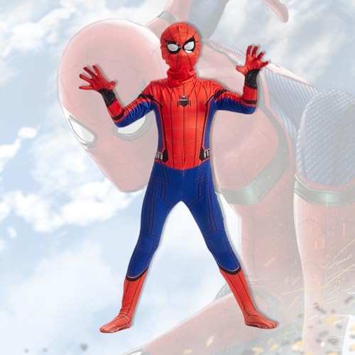 Sixome Disfraz de Spiderman para niños, disfraz de superhéroe Spiderman para niños, traje de araña con máscara, disfraz de película de araña, disfraz de cosplay (4-5 Years (110cm), Spider 04)