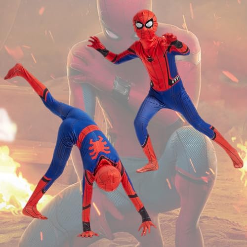 Sixome Disfraz de Spiderman para niños, disfraz de superhéroe Spiderman para niños, traje de araña con máscara, disfraz de película de araña, disfraz de cosplay (4-5 Years (110cm), Spider 04)