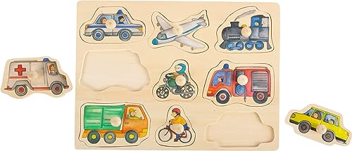 Small Foot Company- Rompecabezas de Encaje Ciudad de Madera con detallados Motivos de vehículos, a Partir de los 12 Meses juguetes, Multicolor (11503) , color/modelo surtido