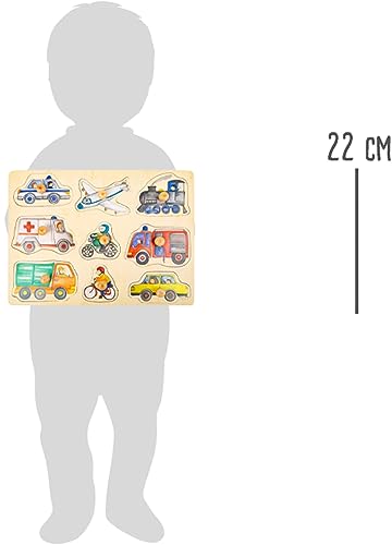 Small Foot Company- Rompecabezas de Encaje Ciudad de Madera con detallados Motivos de vehículos, a Partir de los 12 Meses juguetes, Multicolor (11503) , color/modelo surtido