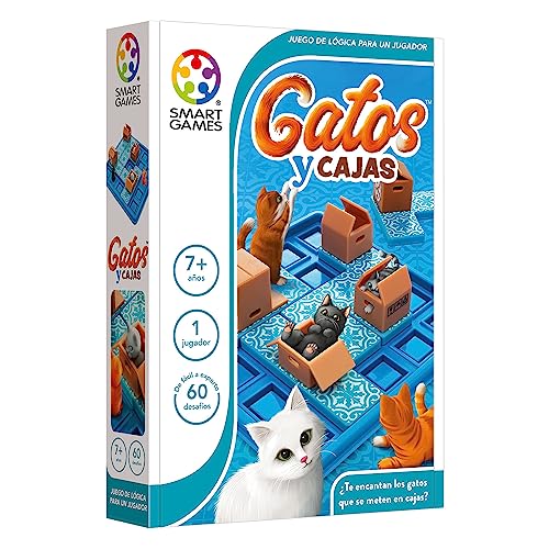 Smart Games - Gatos Y Cajas | Juegos De Mesa de viaje | Rompecabezas | Juguetes 60 Retos | para Niños 7 Años