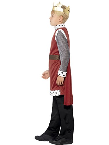 Smiffys-44079L Disfraz Medieval del Rey Arturo, con túnica, Capa y Corona, Color Rojo, L-Edad 10-12 años (Smiffy'S 44079L)