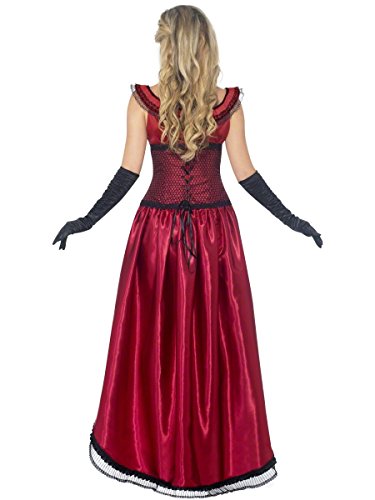 Smiffys-45233s Burlesque Disfraz de Chica de burdel auténtico del Oeste, Color borgoña, con Vestido y corsé, S-EU Tamaño 36-38 (Smiffy'S 45233S)