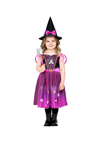 Smiffys 51626 Ben Little Kingdom, Holly Witch, niñas, morado, rosa y negro, S-Edad 4-6 años