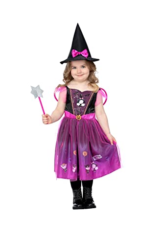 Smiffys 51626 Ben Little Kingdom, Holly Witch, niñas, morado, rosa y negro, S-Edad 4-6 años