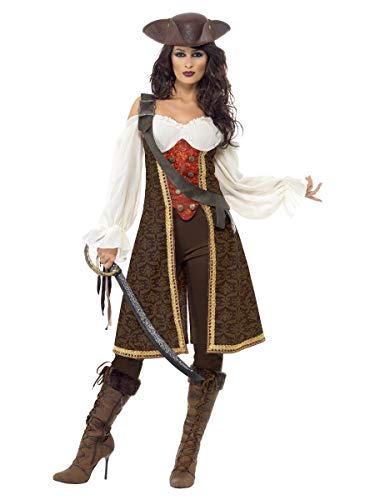 Smiffys Disfraz de Pirata de Alta mar, Color marrón, XL-UK Size 20-22 (26225X1)