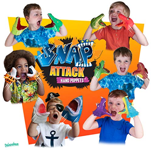Snap Attack - Tiburón de Deluxebase. Marionetas de Mano para niños. Marionetas de Mano de tiburón, Juguetes elásticos, geniales para TDAH y Autismo. Juguetes de tiburón para niños y niñas.