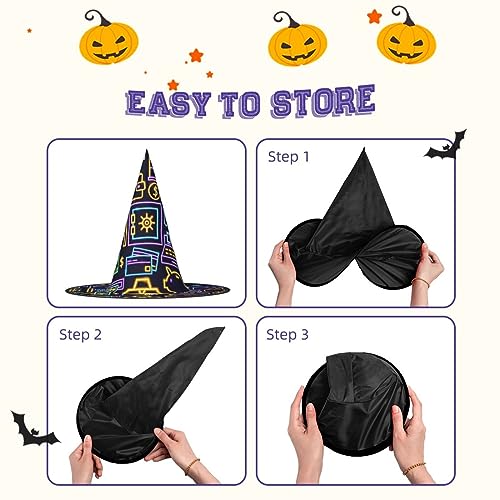 Sombrero de bruja con diseño de videojuegos, cono de Halloween, sombrero de mago, accesorios de fiesta de carnaval, unisex