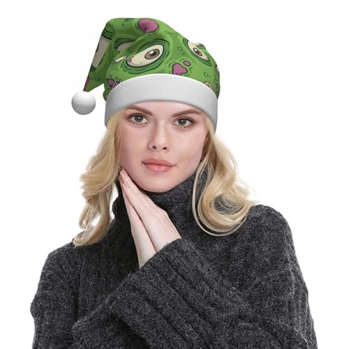 Sombrero de Papá Noel de felpa, sombrero de Navidad, patrón sin costuras, ojos de zombi, sombreros de Navidad, suministros de fiesta de vacaciones, disfraz de Navidad para adultos