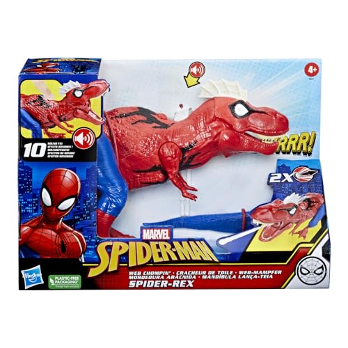 Spider-man Marvel Spider-Rex Mordedura arácnida - Figura con Sonidos y misil Dino - Juguete de superhéroe - A Partir de 4 años