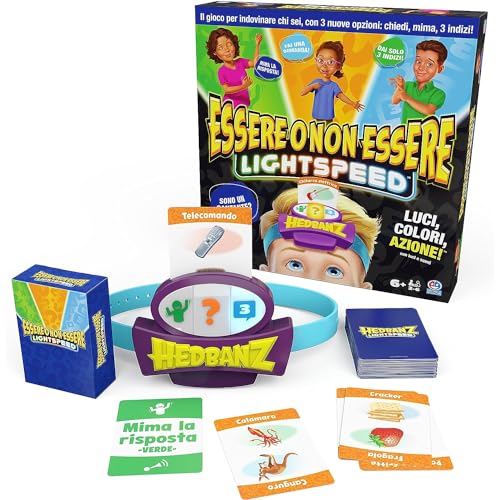 Spin Master Hedbanz Lightspeed - Juego de Luces y Sonidos, Juegos para Toda la Familia, Juegos para niños, Juegos de Cartas para familias y niños a Partir de 6 años