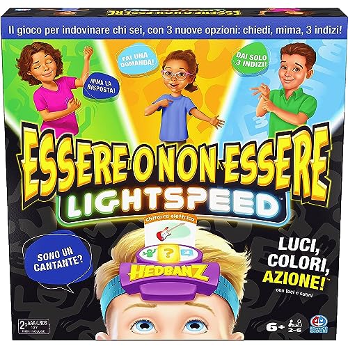 Spin Master Hedbanz Lightspeed - Juego de Luces y Sonidos, Juegos para Toda la Familia, Juegos para niños, Juegos de Cartas para familias y niños a Partir de 6 años