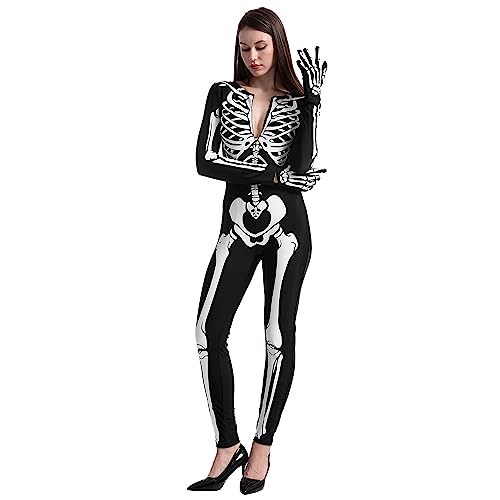 Spooktacular Creation, disfraz de esqueleto que brilla en la oscuridad para mujeres adultas, para Halloween, fiesta, juego de rol, Cosplay