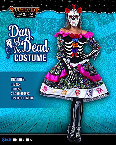 Spooktacular Creations Día de la Mujer Los muertos Disfraz españoles Juego para Halloween Lady Dress Up Party, Dia Los Muertos (grande)