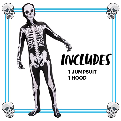 Spooktacular Creations Disfraz clasico de esqueleto de segunda piel para niños (Toddler (3-4 yrs), white)