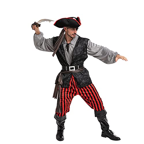 Spooktacular Creations Disfraz de pirata para hombres adultos para Halloween, fiesta de disfraces, truco o trato, fiesta de cosplay (pequeño)