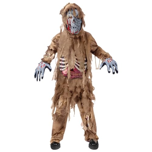 Spooktacular Creations Disfraz de zombie de Halloween Scary Brown para niños (grandes (10-12 años))