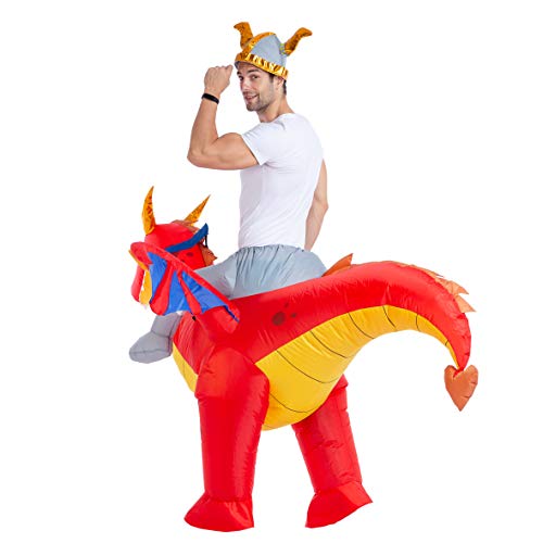 Spooktacular Creations Disfraz inflable Montar un disfraz de Halloween de lujo de Dragon Air Fire Dragon - Tamaño de adulto