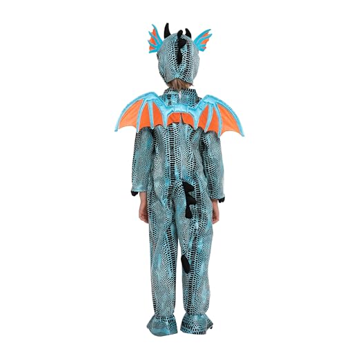 Spooktacular Creations Halloween Child Unisex Blue Dragon Disfraum, Dinosaurios de lujo Disfraz de disfraz para Halloween Party-3t