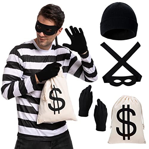 Spooktacular Creations Halloween Juego de Disfraces de Ladrones para Adultos, Incluye Bolsas de Guantes de Camisetas y máscara para los Ojos para la Fiesta de Halloween