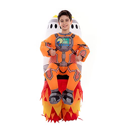 Spooktacular Creations Niño Unisex Niños inflable de Halloween de disfraces Jet Pack Astronauta de disfraces de juego de rol inflable con Rocket (8-10 Años)